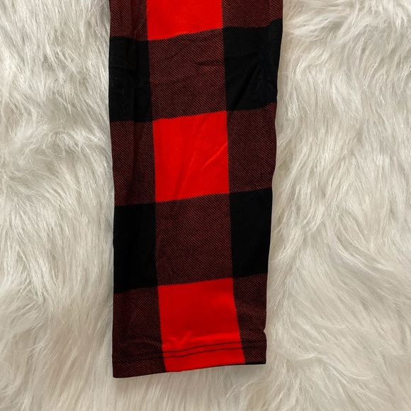 NEW FALL TRENDY RED BLACK PLAID FLANNEL THICK LEGGINGS - Picture 11 of 14